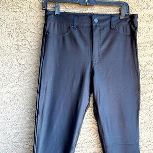 High Waisted Metalluc Black Stretchy Pants